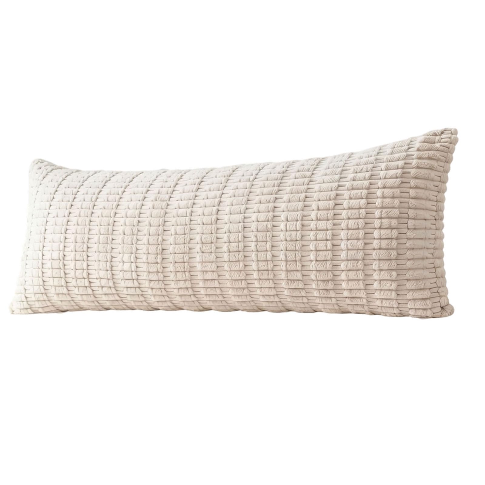 Pangboer Beige Sofa Backrest Pillow Cover Long Corduroy Reversible Textured Slip-On Construction For Lounge Bed Layered Decor Accent Body Pillow Sham Backrest Cushion Sham Corduroy Reversible Sofa Rest Cover Reading