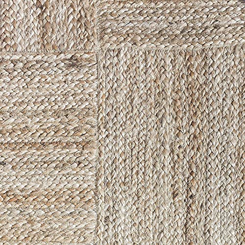 Image of Jute Braided Natural Hand Woven & Reversible Rug for Living Room Kitchen Entryway, Farmhouse Rustic Burlap Carpet Floor Mat (jutebox, 2X8-feet)