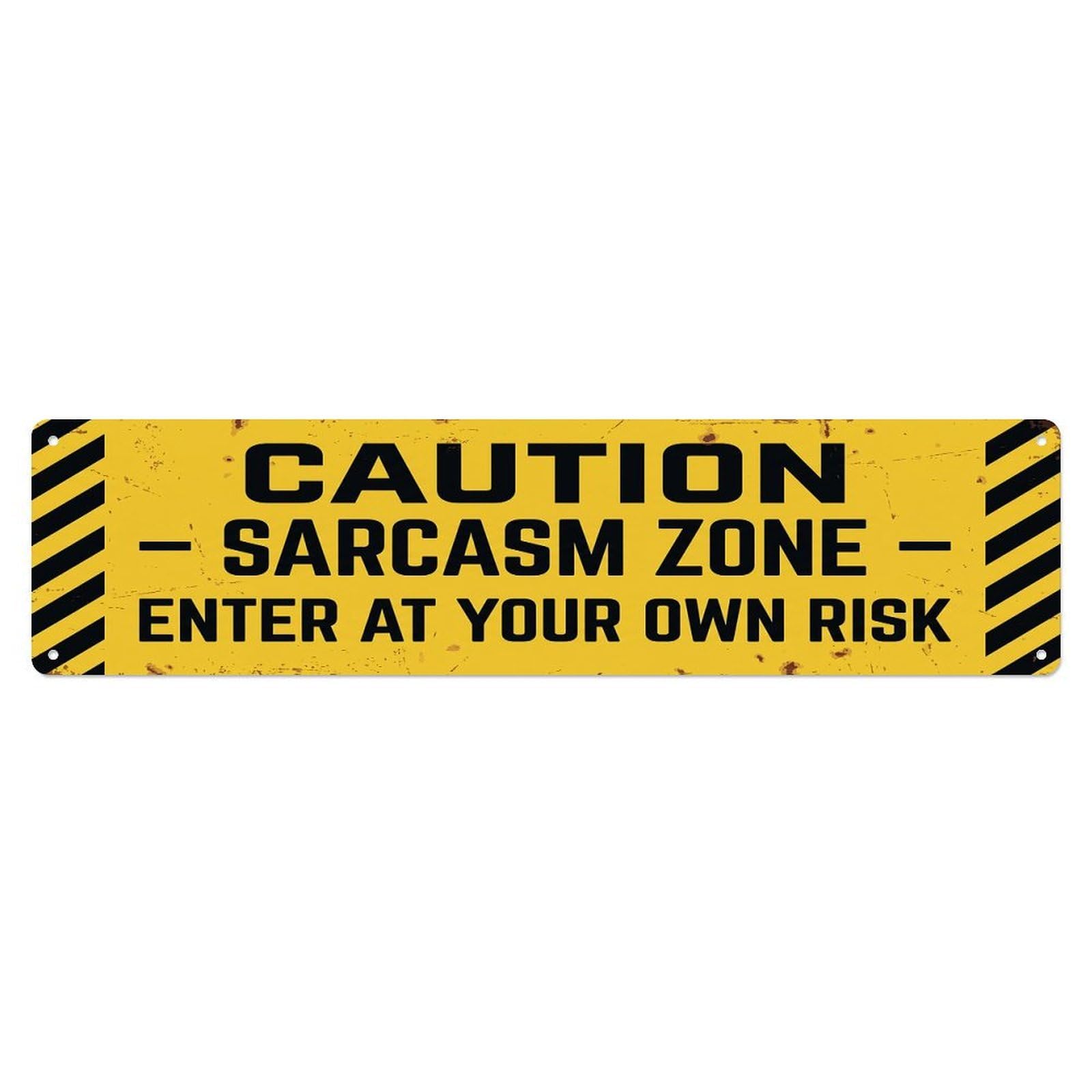 Olhnbad 4X16inch(10X40cm) Vintage Funny Caution Sarcasm Zone Warning Metal Tin Sign