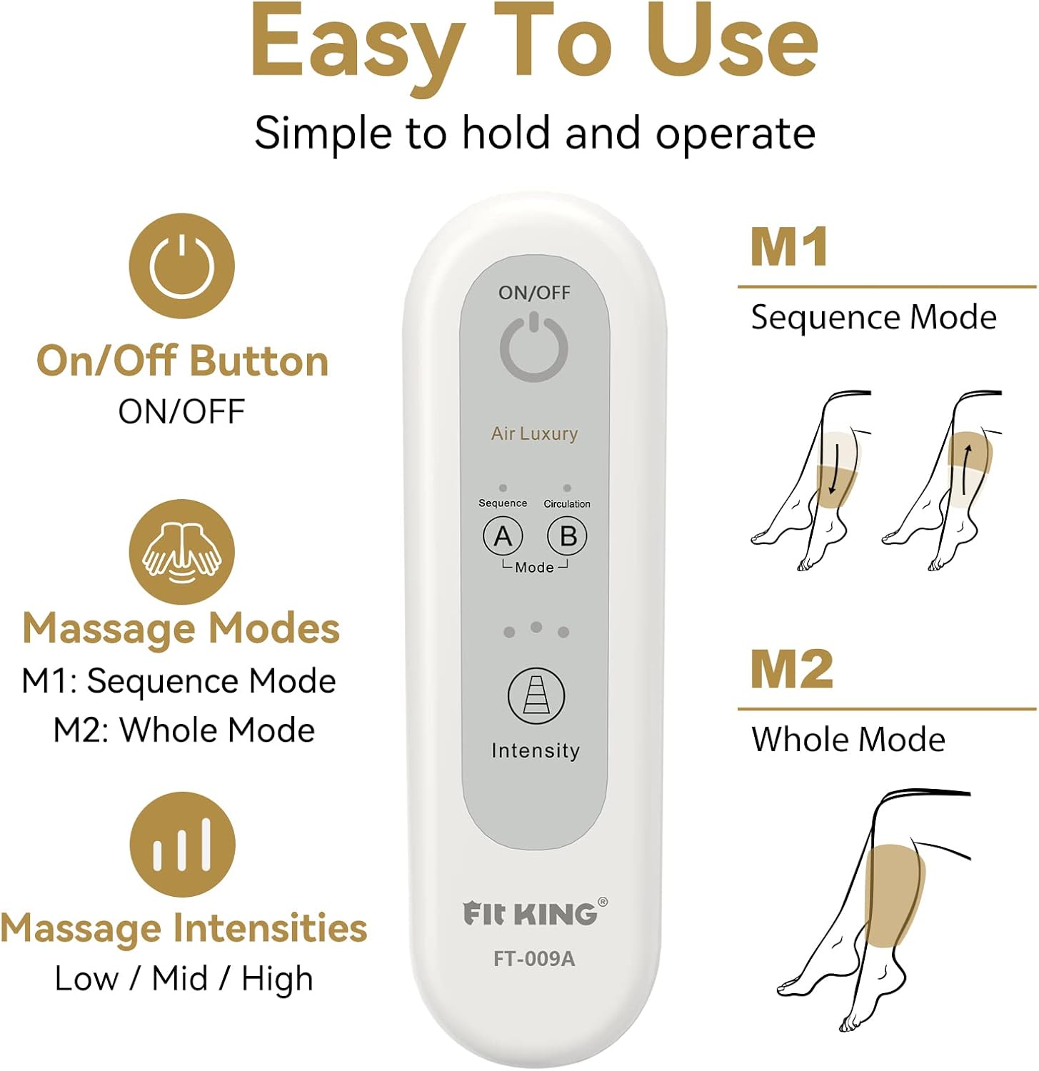 FIT KING Air Compression Leg Massager for Circulation to Relieve Pain, Swelling, Edema, RLS, Ideal Gift for Mom Wife (2 Size Extensions Included) - Image 4