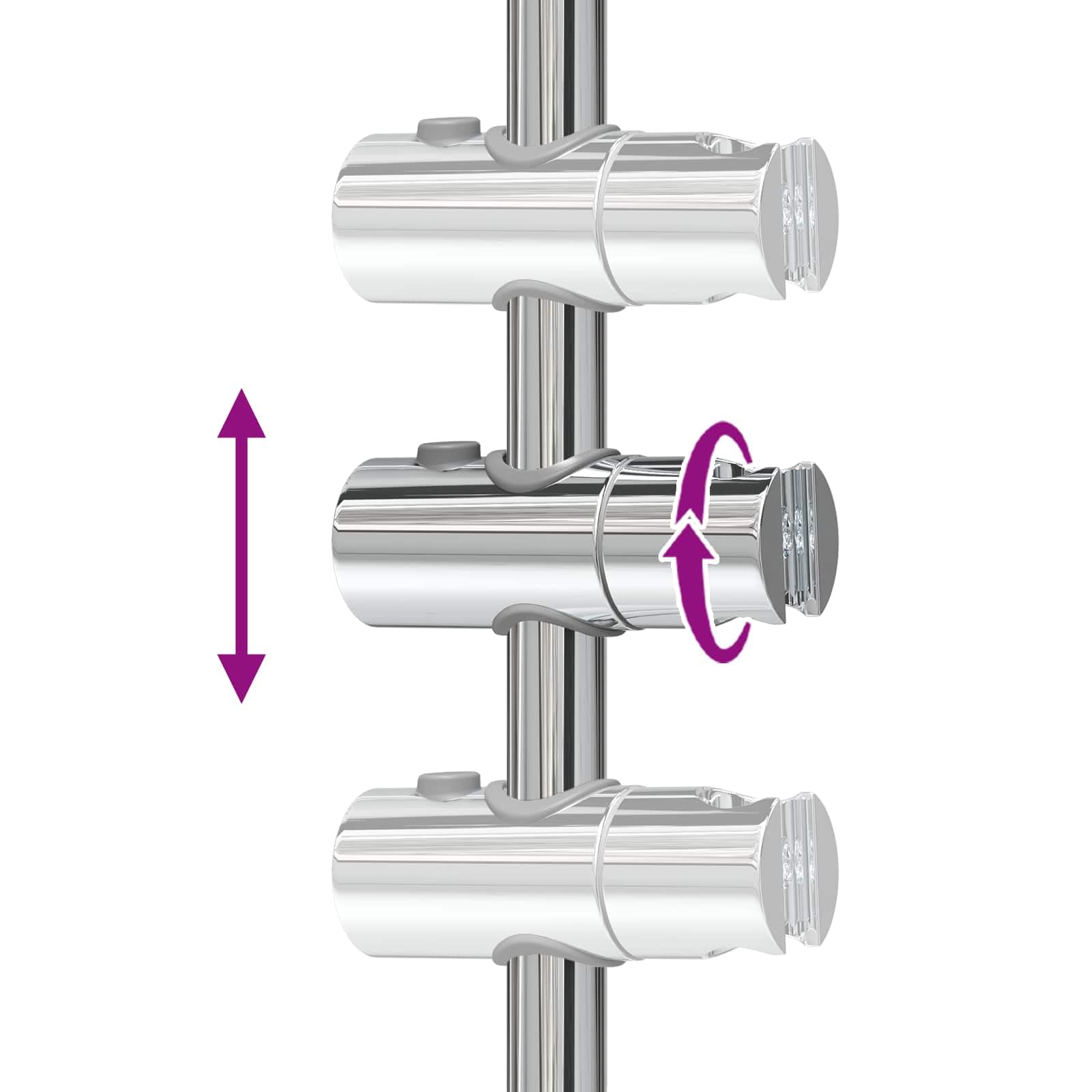 Soporte para alcachofa de ducha de acero inoxidable cromado 71 cm ajustable 360 grados giratorio con montaje en pared para brazo de ducha, ducha de lluvia y sistema de ducha en el baño