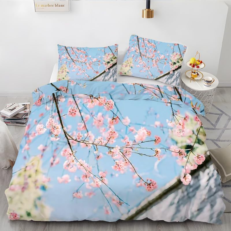 Funda de edredón California King con estampado de plantas, funda de edredón de microfibra suave y 2 fundas de almohada de 20 x 36 pulgadas, juego de