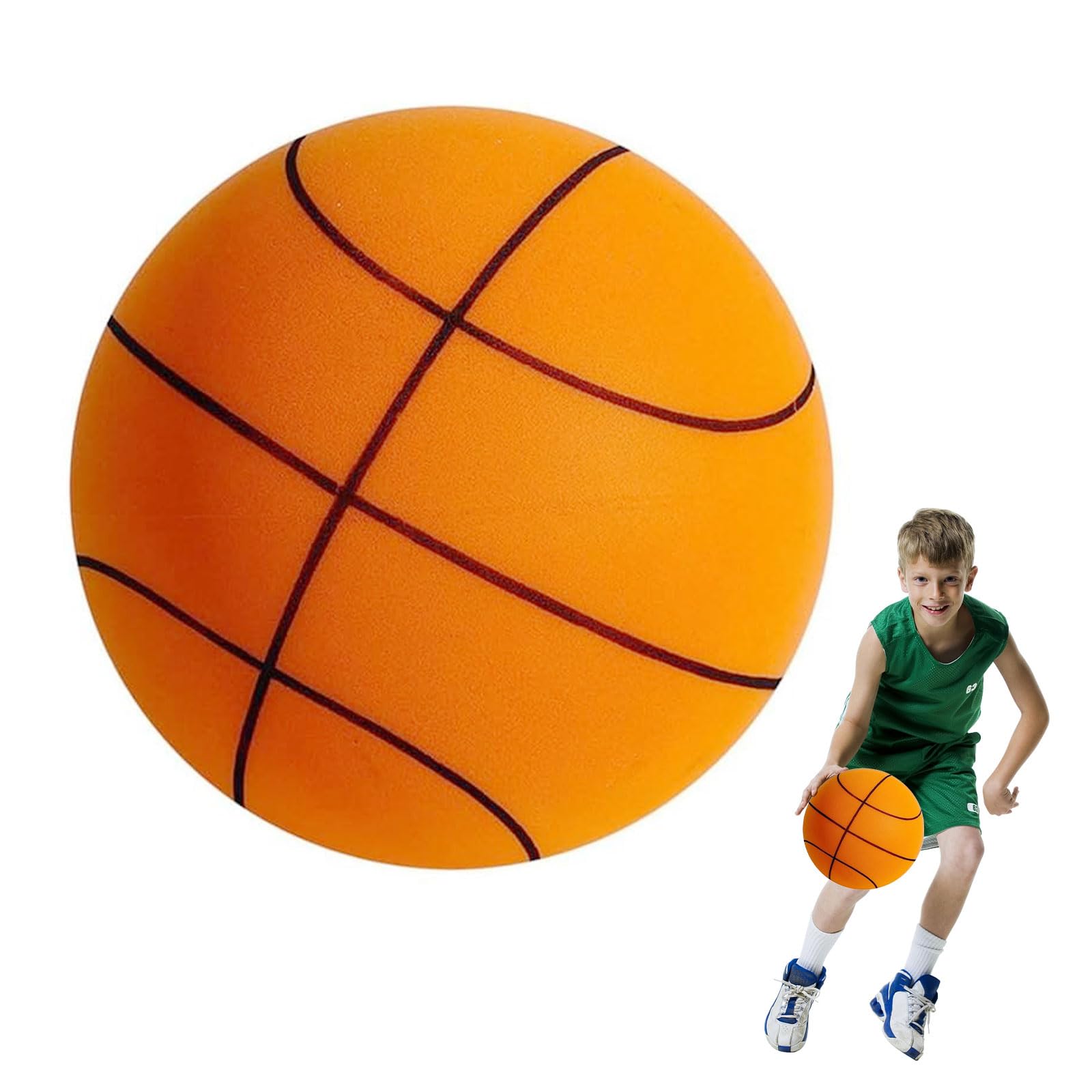 YAOZUP Ballon De Basket Silencieux Enfant Taille 3 Avec Panier - 18cm Mousse Pour Intérieur