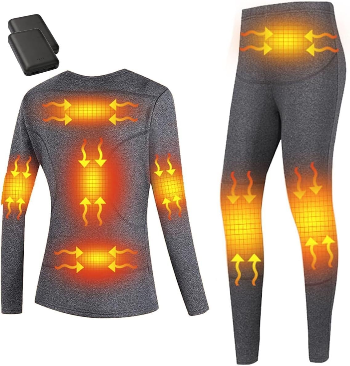 Podgrzewana bielizna, 8 stref grzewczych, elektryczna termiczna warstwa bazowa USB, 10000 mAh, powerbank do jazdy na nartach i motocyklu na świeżym powietrzu ogrzewanie USB