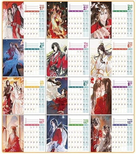 2025-2026 Heaven Official Blessing Adventskalender TIANGUANCIFU Biennale Tischkalender Kalender, Xielian Huacheng Kalender 2025 2026 Tischkalender Anime Figuren Schöne Illustration