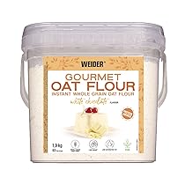 Weider Gourmet Oat Flour (1,9kg) Sapore Cioccolate Bianco, Farina d’Avena Intera, fonte di proteine, Elevato contenuto di fibre, Basso contenuto di zuccheri e grassi saturi