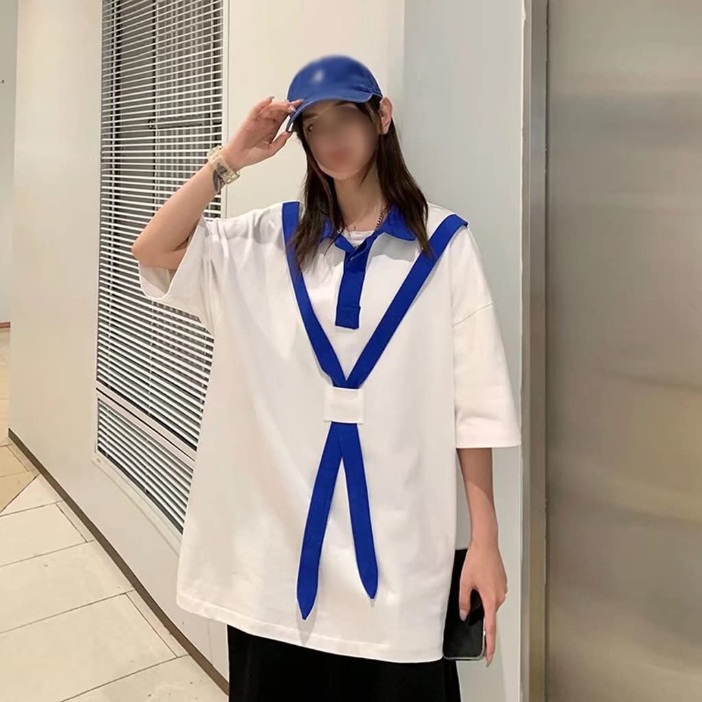 T-shirty Mężczyźni Projektowanie ubrań dla par Styl preppy Nastolatki Streetwear Cały mecz Delikatny luźny kołnierzyk (kolor: B, rozmiar: kod XXL)