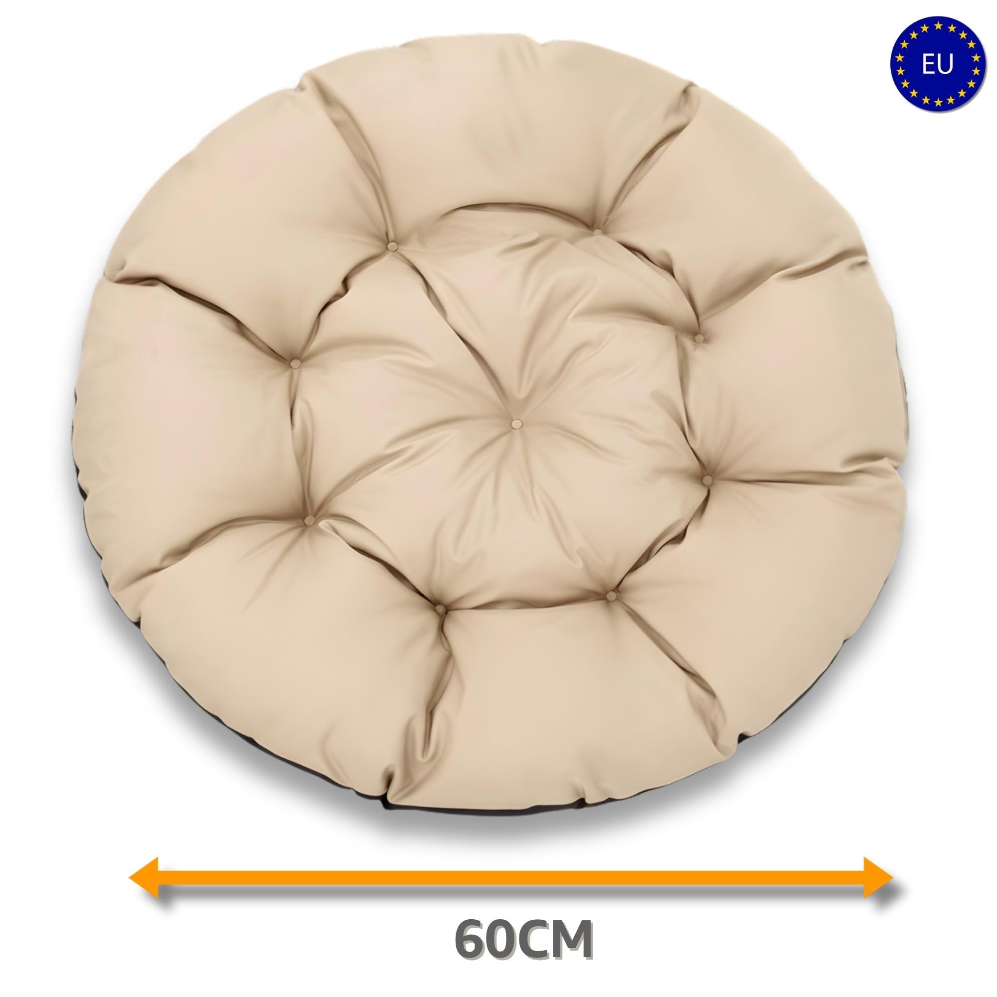 Amazinggirl Cojín Redondo Jardin para sillas Colgante et Silla Ratan 60 cm - Cojin para Hamaca Cojines Redondos de Asiento Exterior o Interior Beige Sombra B