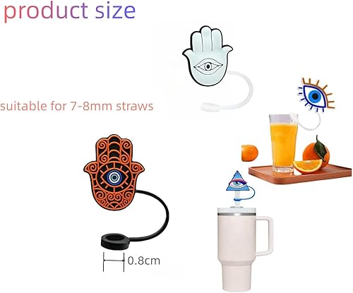 Miniatura 3 de 10 fundas de pajita, divertido adorno de paja Stanley para puntas de popote de 0.3 pulgadas (0.276-0.315 in), cubiertas de punta de popote para