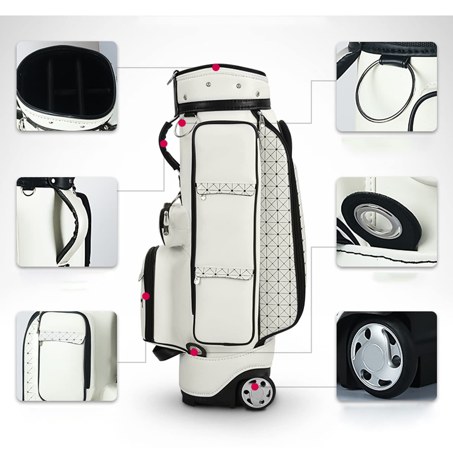 Damska torba golfowa, torby golfowe, przenośna wodoodporna torba golfowa na kółkach ze skóry PU, standardowa torba klubowa