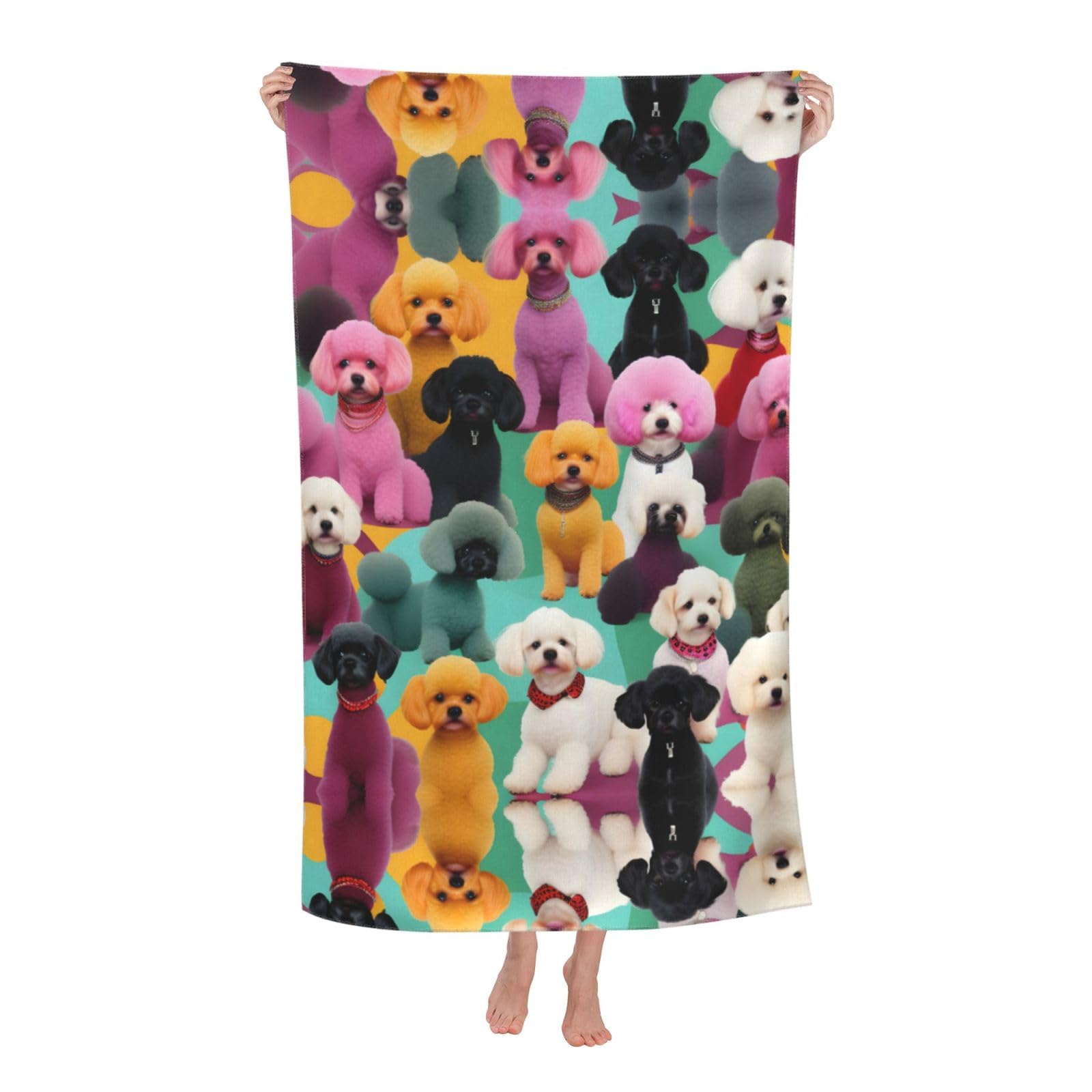 KPXXAQT Poodles Dogs Print Oversized Adult Beach Towel Quick-Dry Travel Swimming Camping Outdoor Adventures