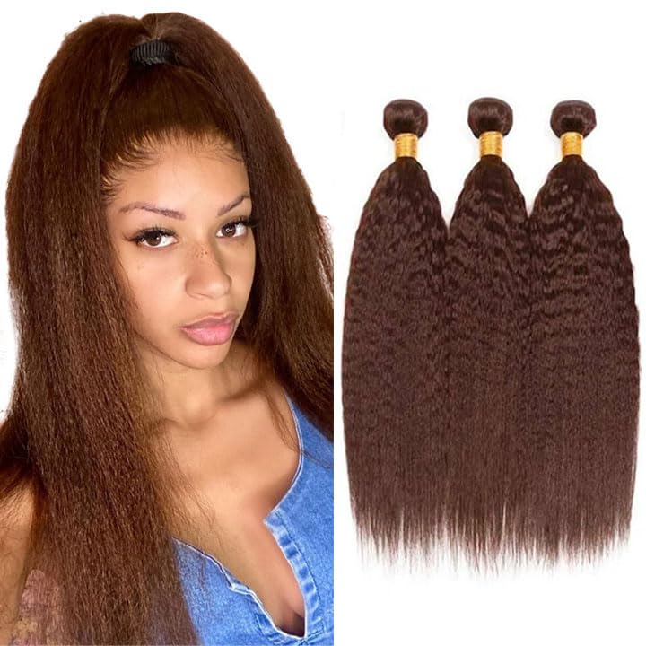Amazon.com : 30 32 34 Inch Color #4 Bundles Human Hair Brown Kinky 