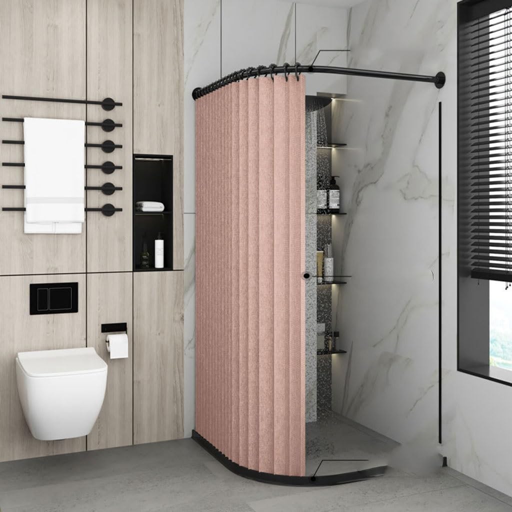 Tenda da doccia 180*180 cm, tenda da doccia ondulata in bianco e nero