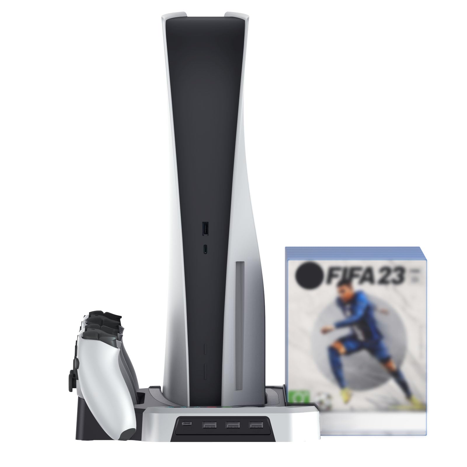 Soporte vertical Estación de refrigeración RGB consola para PS5 Pro, soporte base con base de carga de mando para PS5 y PS5 Pro/PS5 slim Disc & Digital Editions