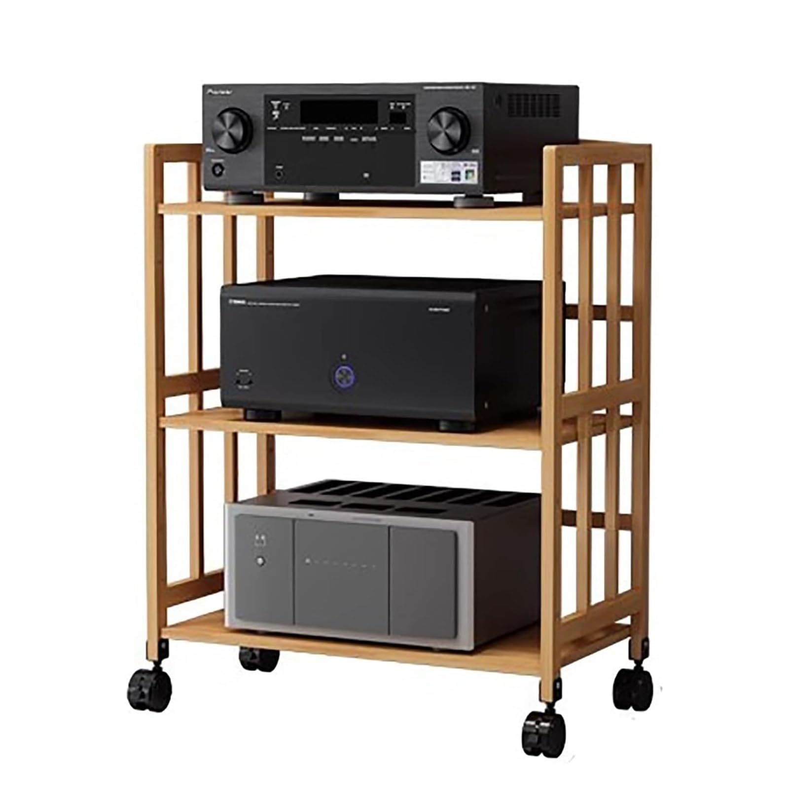 Amazon.com: 3-Tiers Audio Rack Cabinet with Adjustable Shelf, Mobile ...