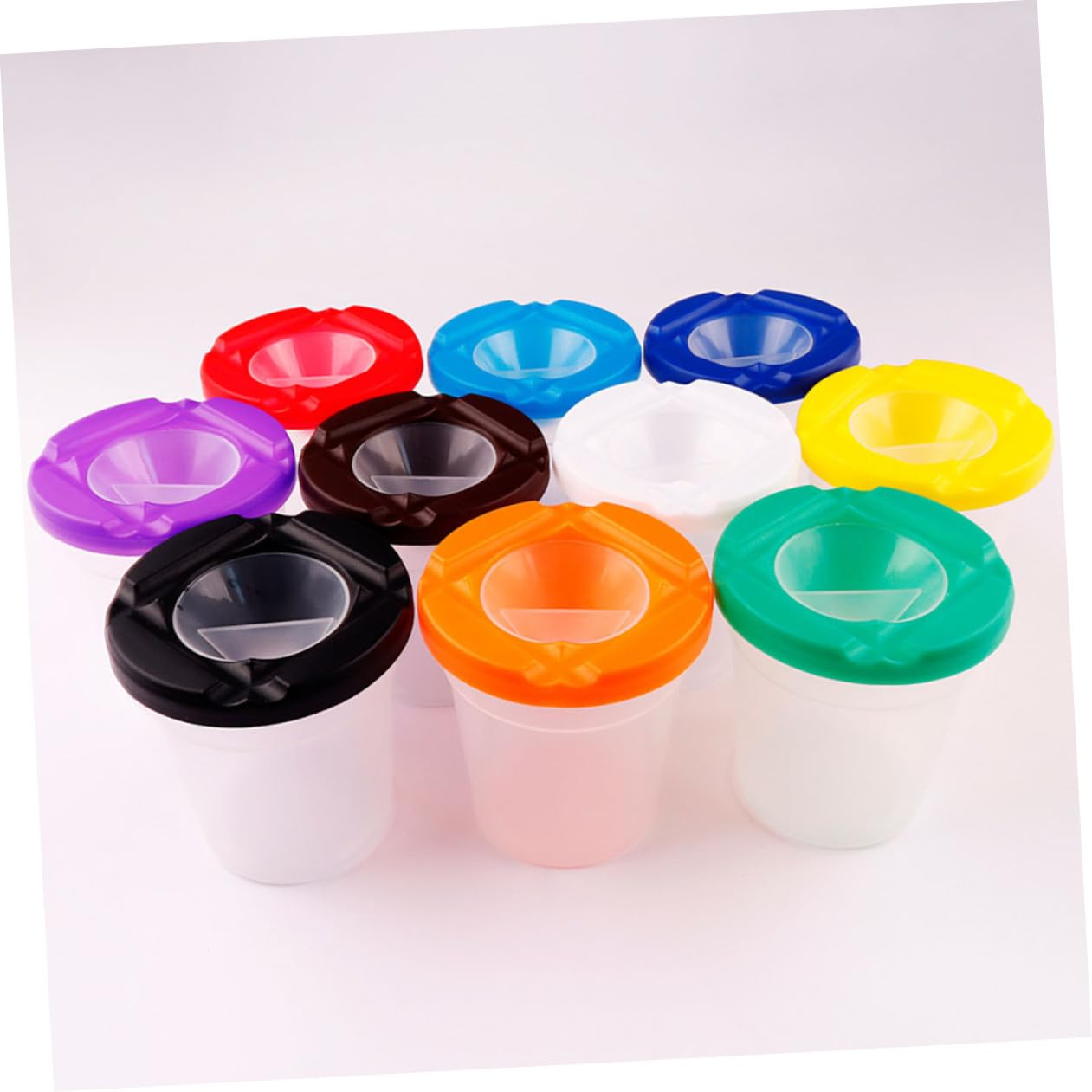 Vaso para Lavar Pinceles Infantil 10 Juegos, Plástico, Multicolor