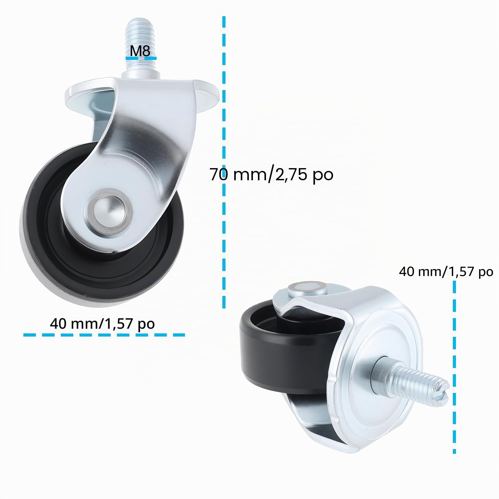 SG Store Lot de 2 Roulettes de Rechange pour Cric Hydraulique 2 Tonnes pour Garage 7 X 4 Cm
