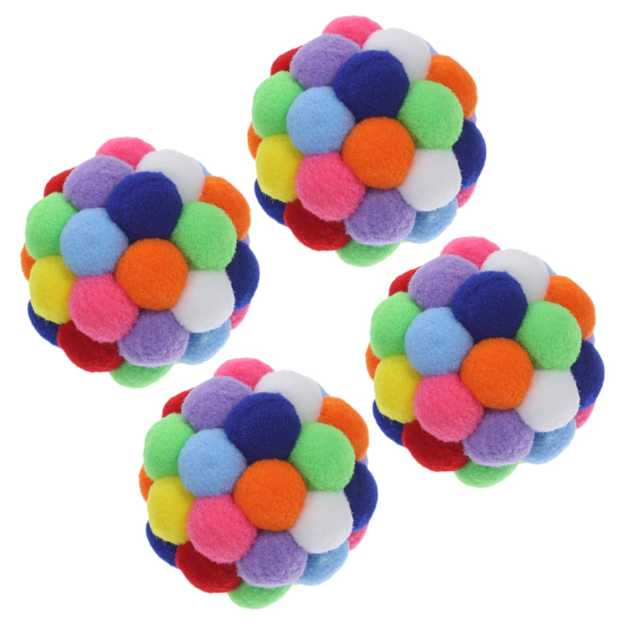 FOMIYES Lot de 4 Boules de Chat en Peluche avec Clochettes Colorées Jouets pour Chats D'intérieur Prévient Griffures Actif