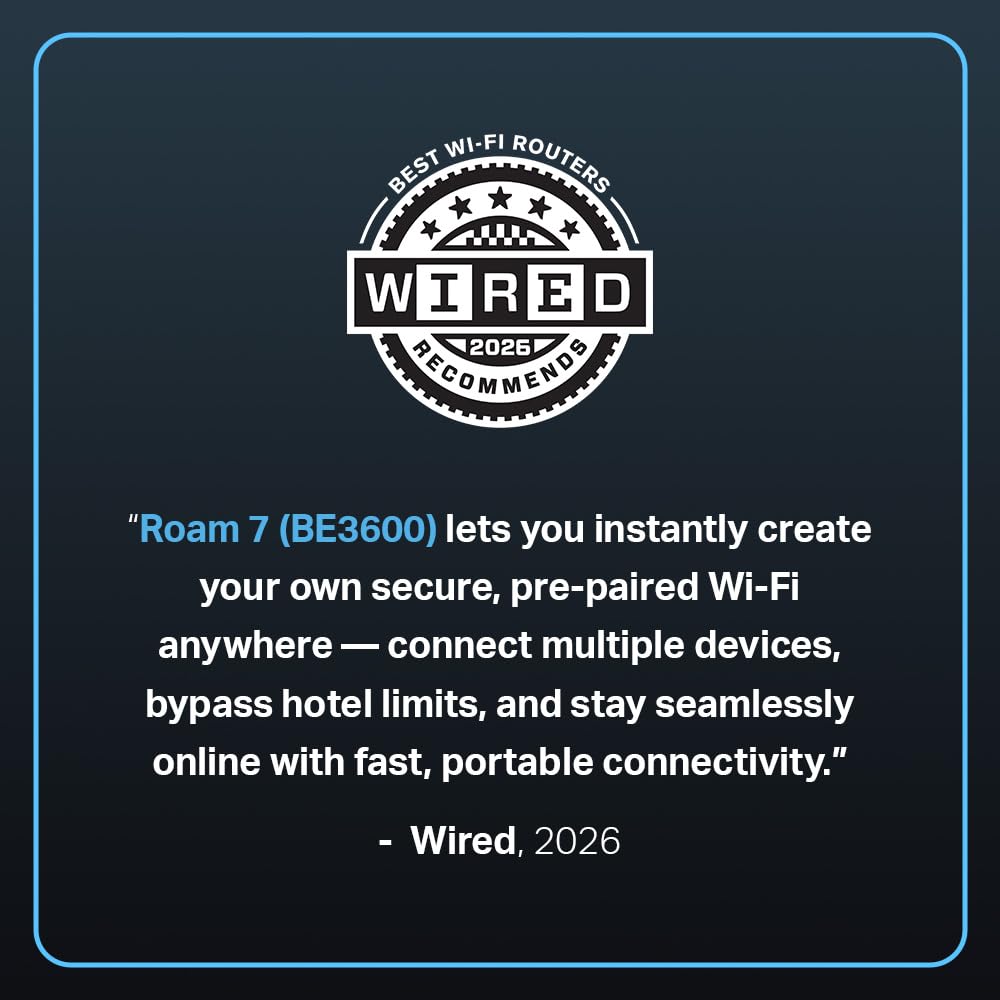 TP-Link BE3600 Wi-Fi 7 Tragbarer Reise-Router TL-WR3602BE | Dual-Band, 2,5-Gig-Port, USB 3.0 | Multi-Modi in einem | OpenVPN, WireGuard | Öffentliche WLAN-Sharing für Hotel/Kreuzfahrt/Wohnmobil