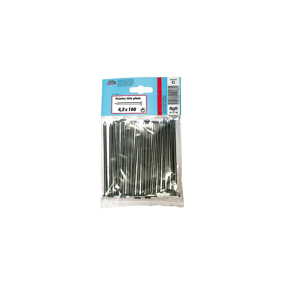 Pointe TP Acier clou de charpente long 100mm pour fixation bois et ossature