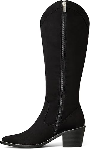 Miniatura 4 de DREAM PAIRS Botas vaqueras para mujer, vaquera occidental, con cremallera, tacón grueso, punta puntiaguda, botas altas hasta la rodilla