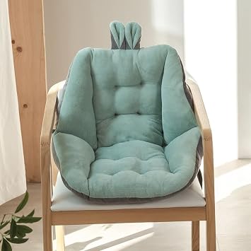Semi-Enclosed One Seat Cushion,Soft Fuffly Warm Comfortable Desk Chair Seat Cushion,Sciatica Bleacher Seats Armchair Pad Pain Relief Cushion with Cute Ear Green, 18X18Inch