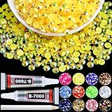 Towenm 3000PCS 5mm Resin Flatback Rhinestones for Crafts Clothes Shoes Crocs Tumblers Nail Art, Topaz AB Jelly Flatback Bedazzling Rhinestone Gems with B7000 Adhesive Clear Glue