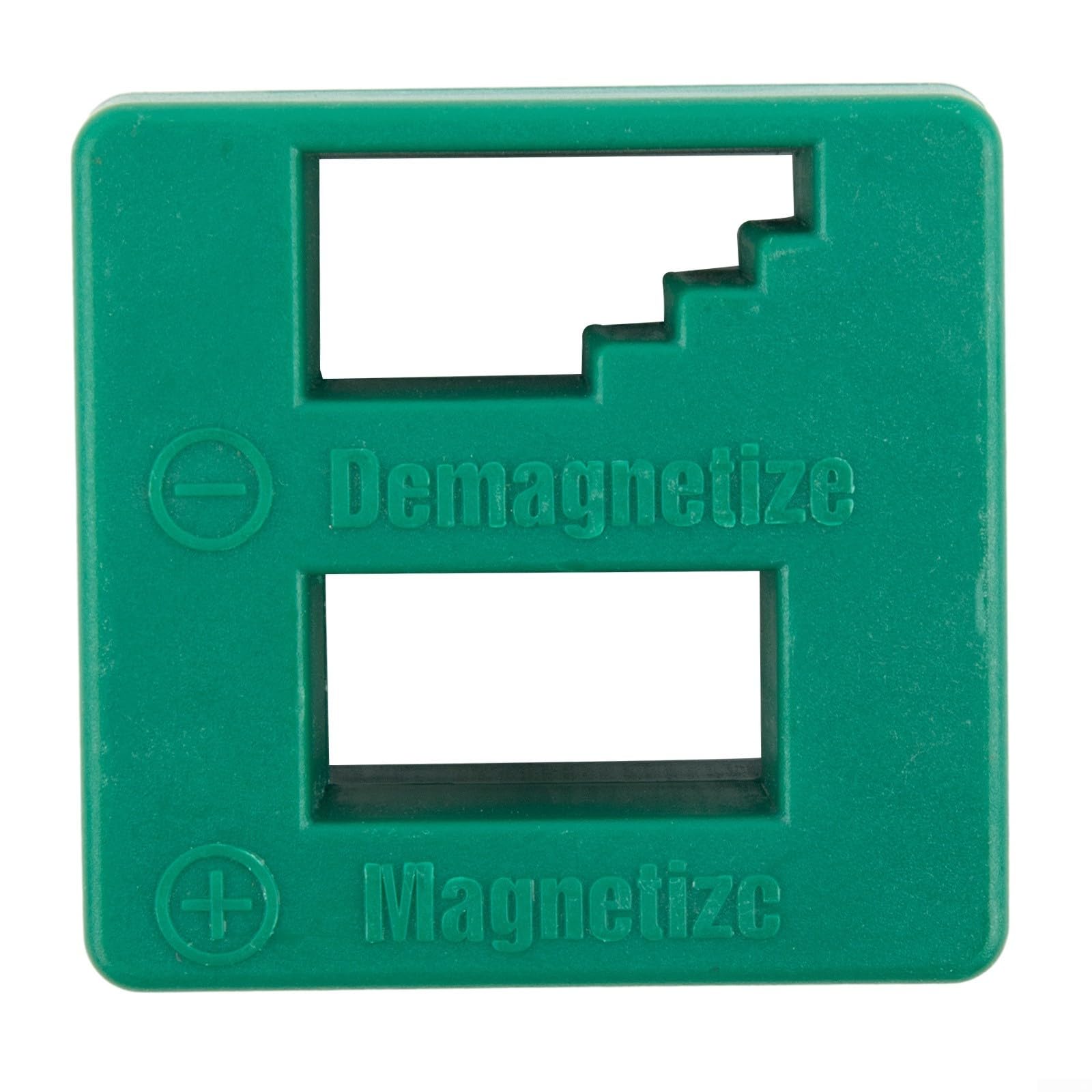 2-in-1-Schraubendreher-Magnetisierer und Entmagnetisierer, Werkzeug für Stahl-Handspitzen, mit grünem Kunststoffkoffer für Werkstatt-Reparaturarbeiten
