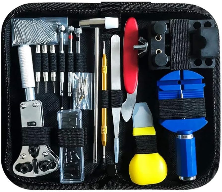 147 PCS Watch Repair Tool Kit Case - Opener Professional Spring Bar Tool Set Bonus A Hammer,Watch Band Link Pin Tool Set with Carrying Case