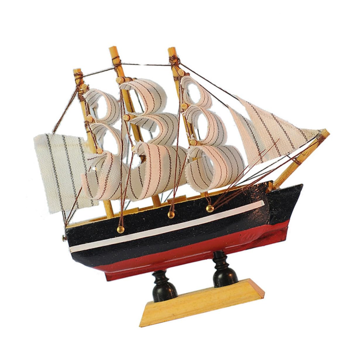 DIYEAH 1Pc Wooden Sailing Boat Decor Ship Ornament Craft for Home Office Tabletop Unique Nautical Decoration for Warm and Comfortable Atmosphere Material Random Color
