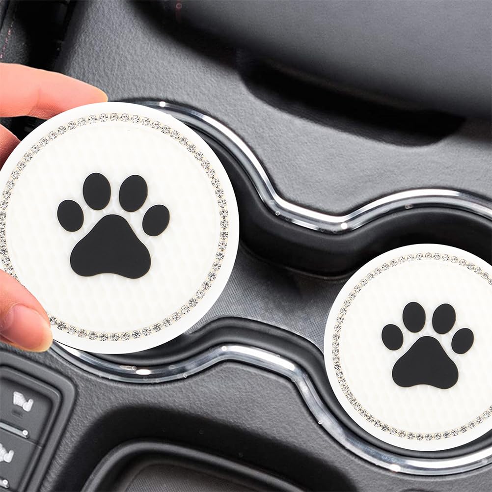 HEALLILY Car Coaster Coffee Cup Stand Car Coffee Cup Holder Anti- Cup Coaster Bling Cup Holder Coasters for Car Coasters for Cup Holder Coffee Mug Shelf Miss Accessories PVC Cat Paw White
