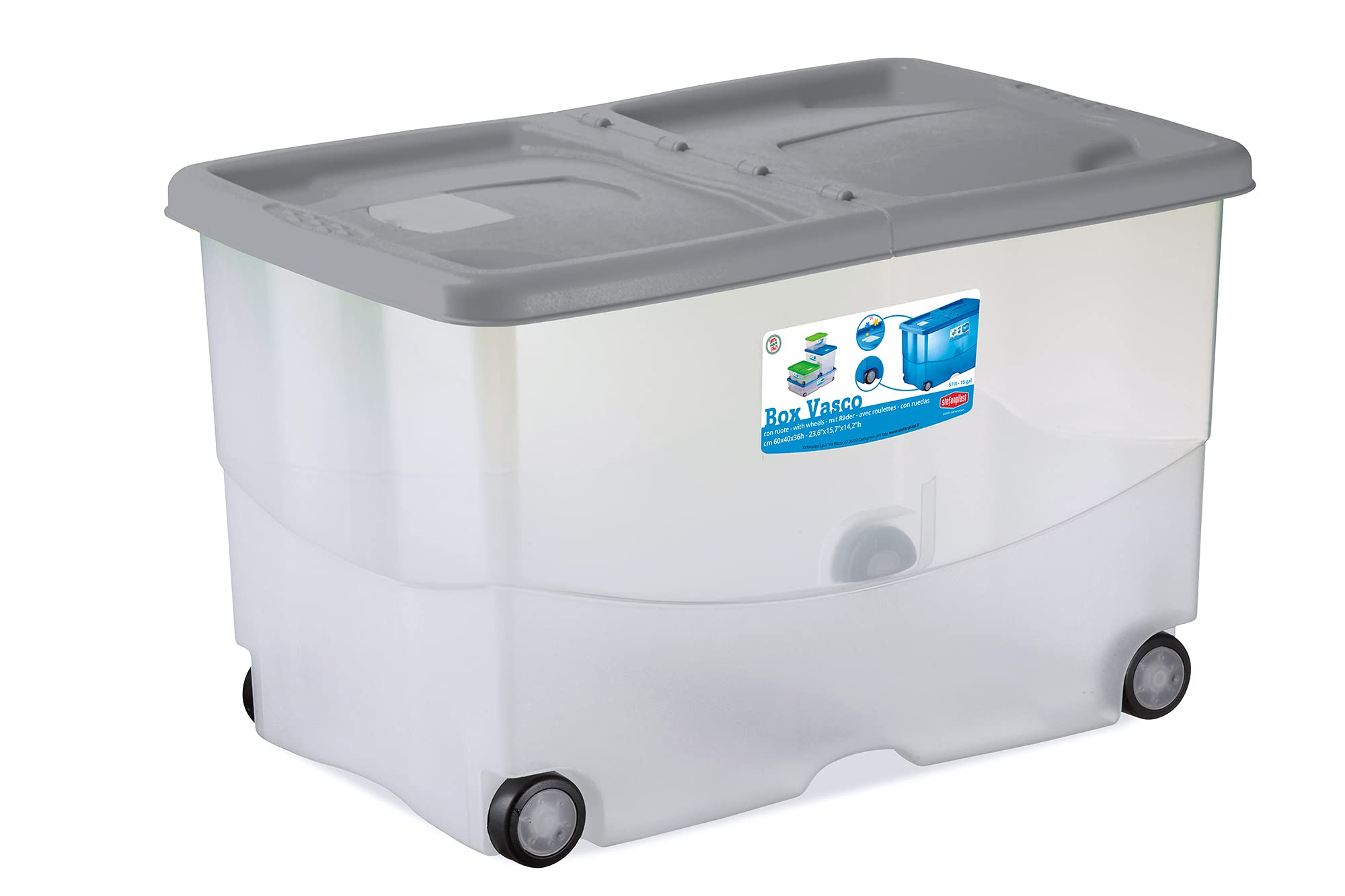 Stefanplast Vasco Scatola con Coperchio e Ruote, Plastica, Colori Assortiti