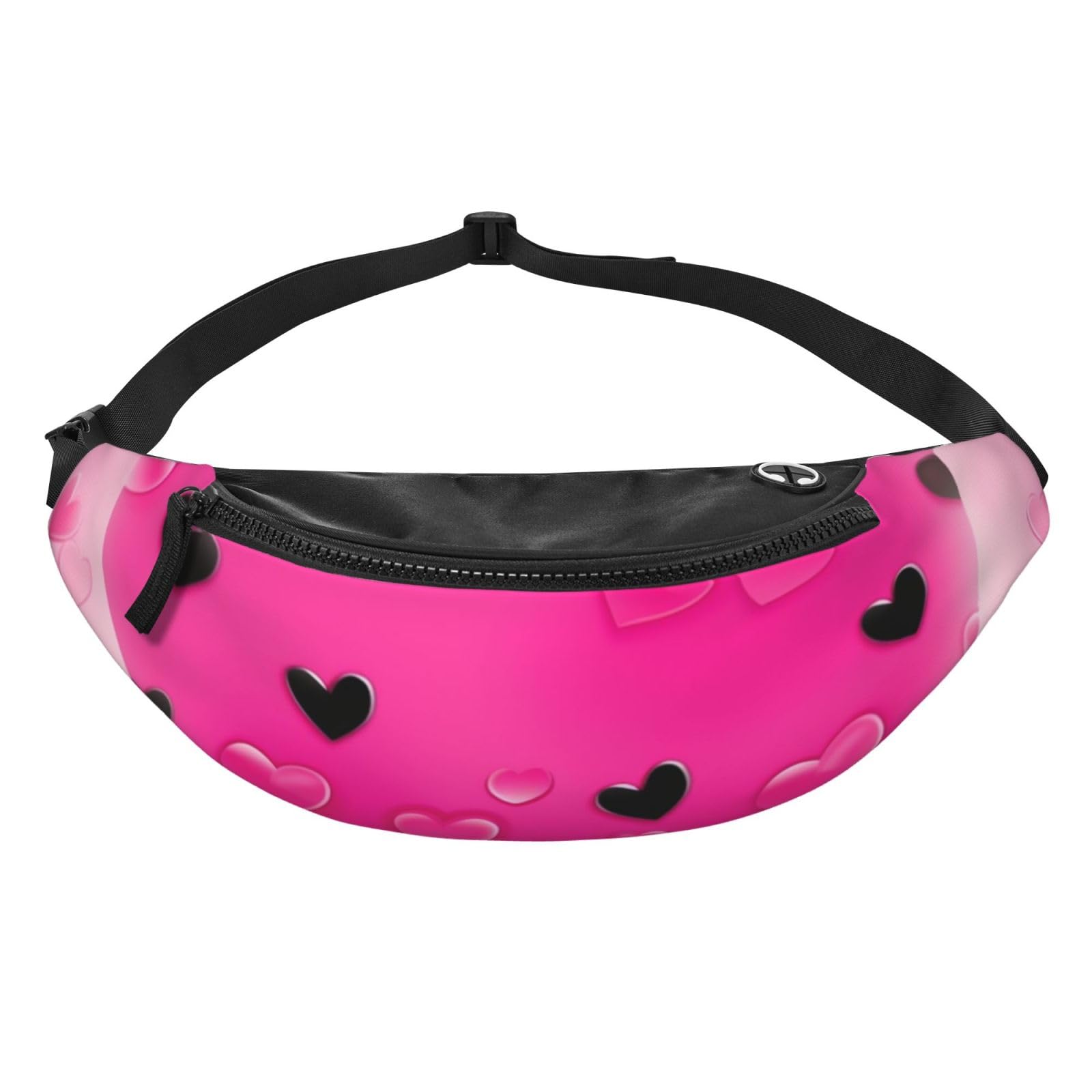 Pink Love Heart Fanny Pack for Men Women Fashion Running Waist Packs Waterproof Crossbody Bags Everywhere Belt Bag with Adjustable Strap Sports Hip Pack for Travel Wallet