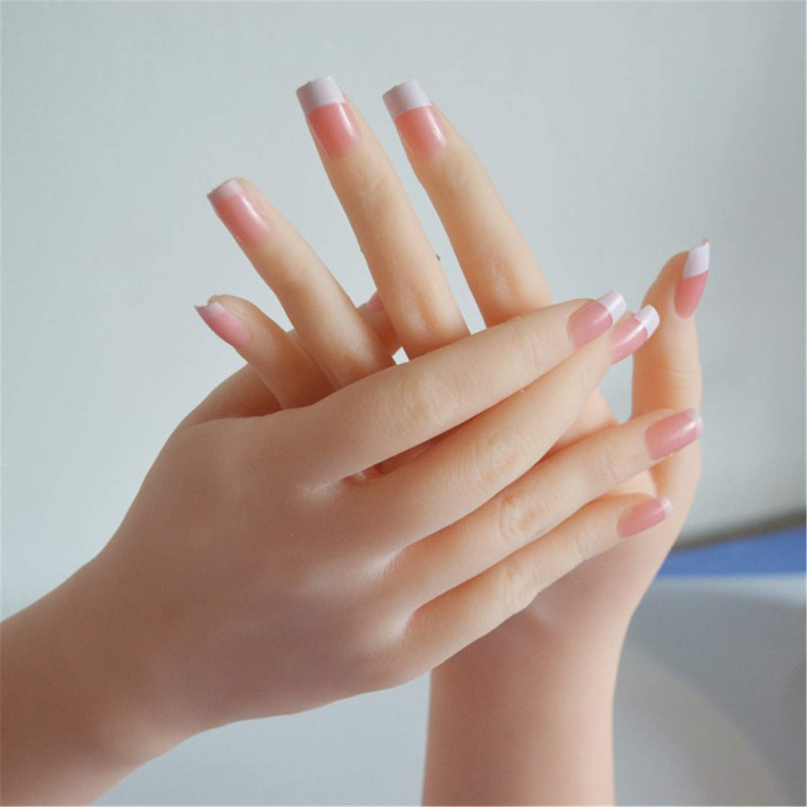 Silikon Naturgetreue Hand, Silikon-Hand-Modell 1 Paar-Silikon-Life-Size weiblich Gefälschte Hände mit Knochen beweglichen Fingern/Handgelenk, realistisches Maniküre-Lehrmodell,A Left
