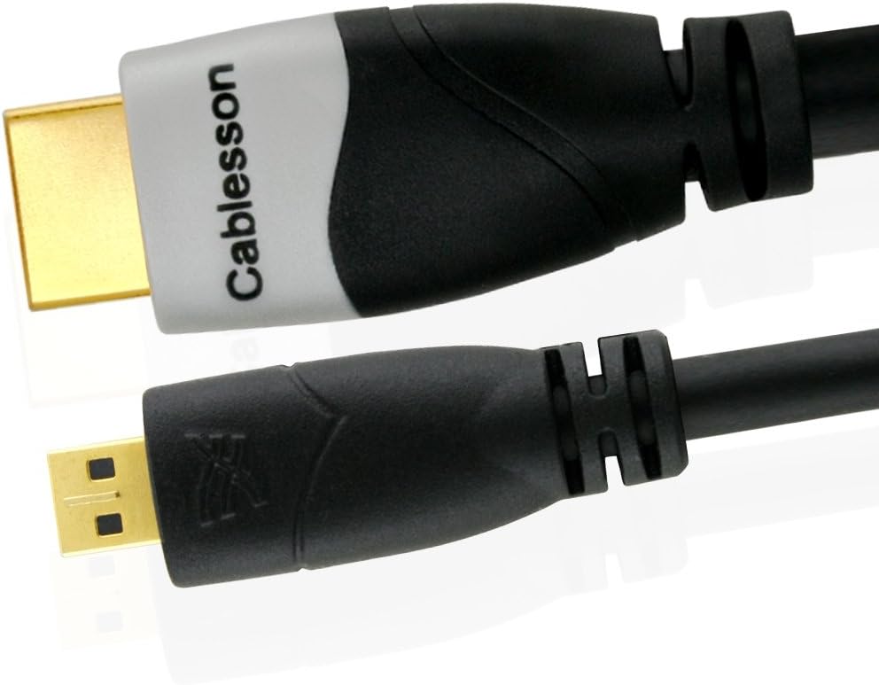 Ivuna 0.5m Micro (Type D) HDMI High Speed Cable with Ethernet (v1.4a / 2.0) Gold Plated 3D 1080p 4k2k - Connecting Devices using the Micro HDMI connector for tablets, Digital Cameras, Mobile Phone.