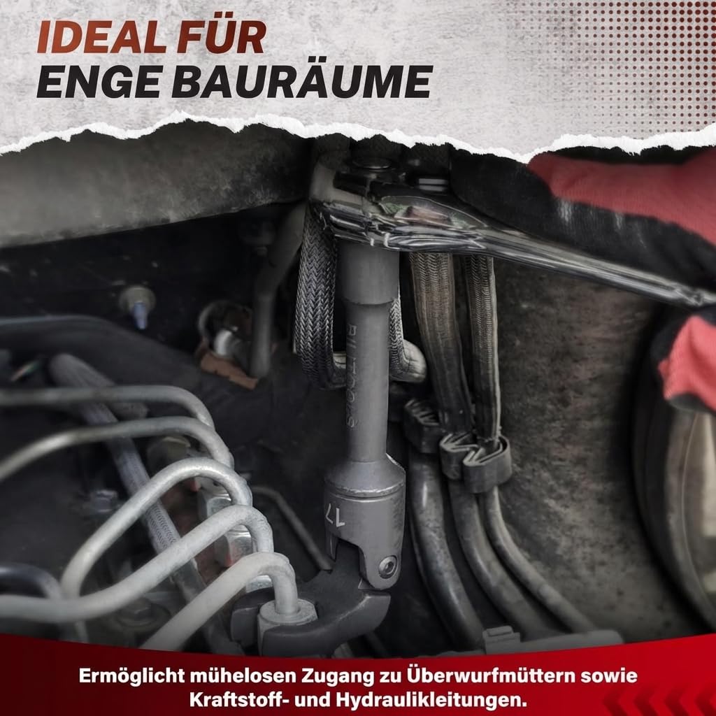 BILITOOLS Leitungsschlüssel Satz 3/8 Zoll 6-tlg mit Gelenk 12-19 mm