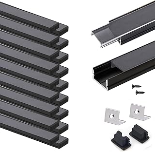 VST 20pack 3.3ft LED Channel, U Shape Led Diffuser Channel, LED Aluminum Channel System with Black Cover, End Caps and Mounting Clips, Aluminum Profile for LED Strip Light Very Easy Installation