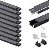 VST 20pack 3.3ft LED Channel, U Shape Led Diffuser Channel, LED Aluminum Channel System with Black Cover, End Caps and Mounting Clips, Aluminum Profile for LED Strip Light Very Easy Installation