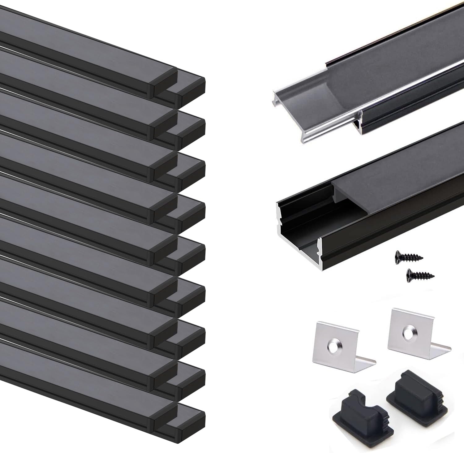 VST 20pack 3.3ft LED Channel, U Shape Led Diffuser Channel, LED Aluminum Channel System with Milky Cover, End Caps and Mounting Clips, Aluminum Profile for LED Strip Light Very Easy Installation — Amazon image 13
