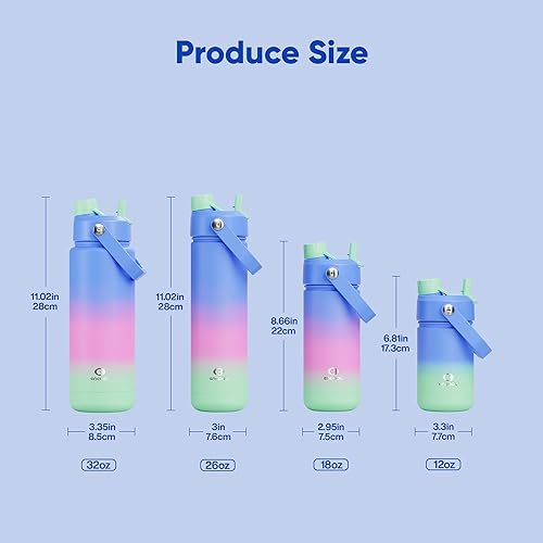 Miniatura 533 de ENCOOL Botella de agua aislada con popote, de acero inoxidable, a prueba de fugas, sin BPA, al vacío de doble pared que se mantiene fría durante 24