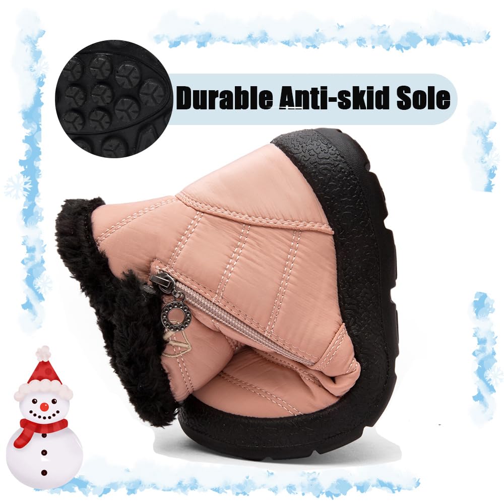 GOGOUP Bambini Stivali da Neve Ragazzi Ragazze Inverno Impermeabili Caldo Foderato in Pelliccia Cotone Stivaletti Scarpe All'aperto Stivaletti Antiscivolo