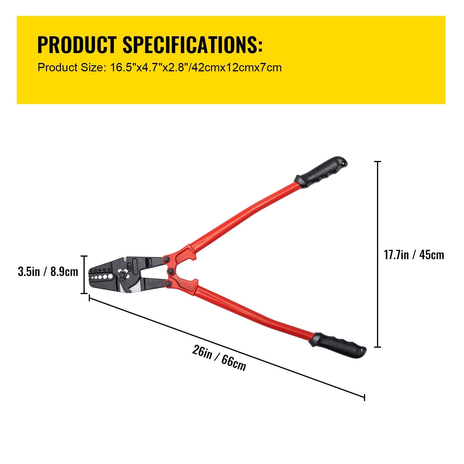 24/30 pollici Wire Rope Swager Crimper Tool Manico isolato Alluminio Rame Cavo Pesca Dual Maniche Cutter Pinze a crimpare