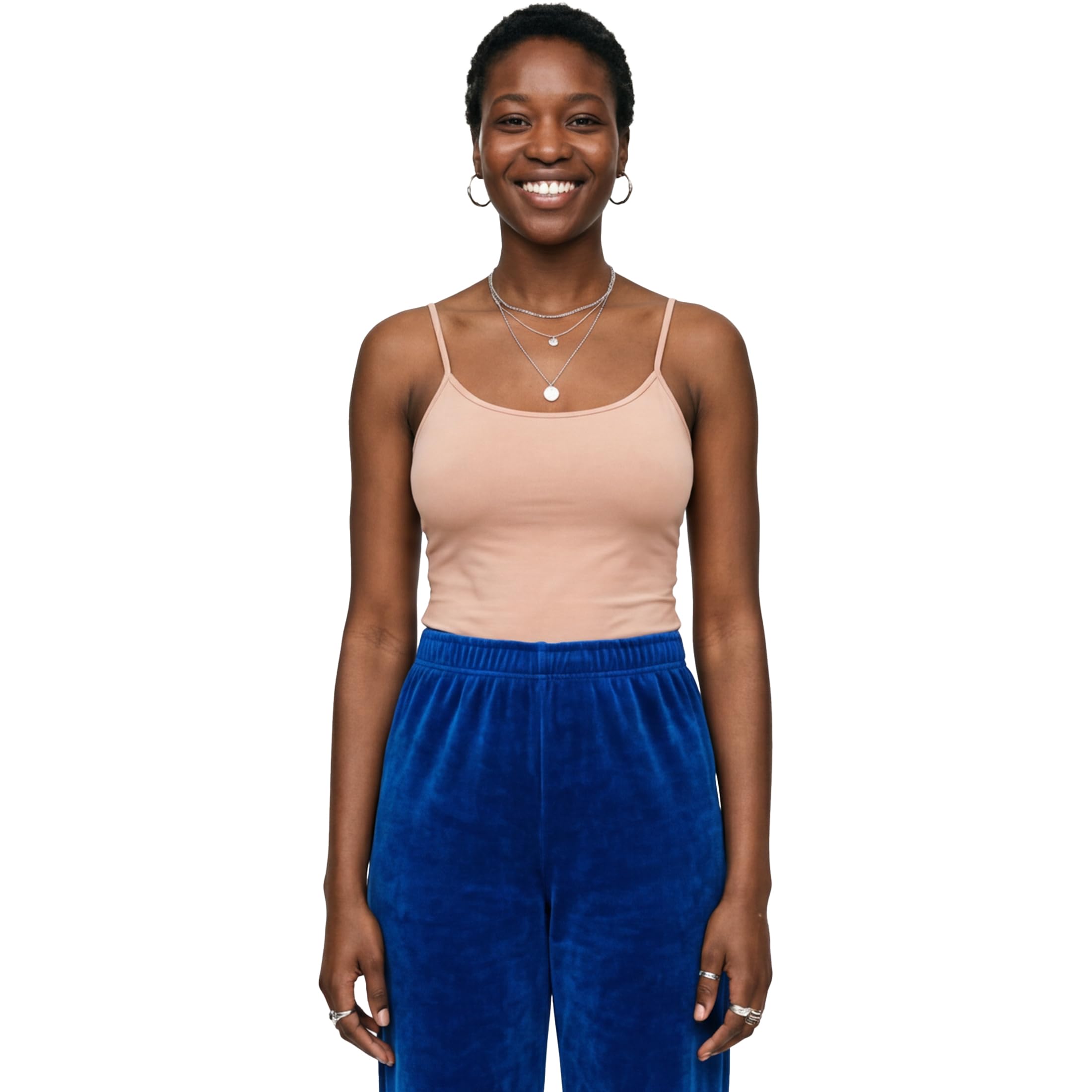 Emmalise Women's Basic Casual Long Camisole Adjustable Strap Cami Layering Top