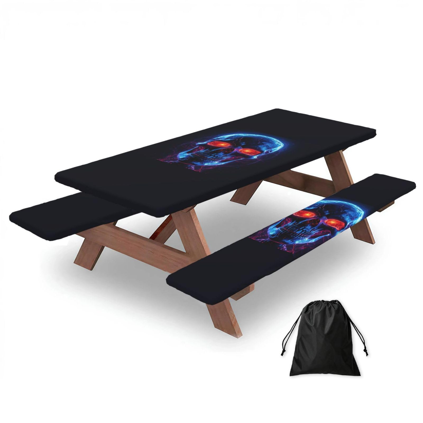AYYQWE Halloween Skull Print Picnic Table Bench Cover Outdoor Garden Party Decor Daily Accessory Gift