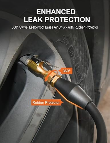 Miniatura 6 de Inflador digital de neumáticos con manómetro, portabrocas de aire de latón de 250 PSI y accesorios de compresor, medidor de presión de neumáticos de