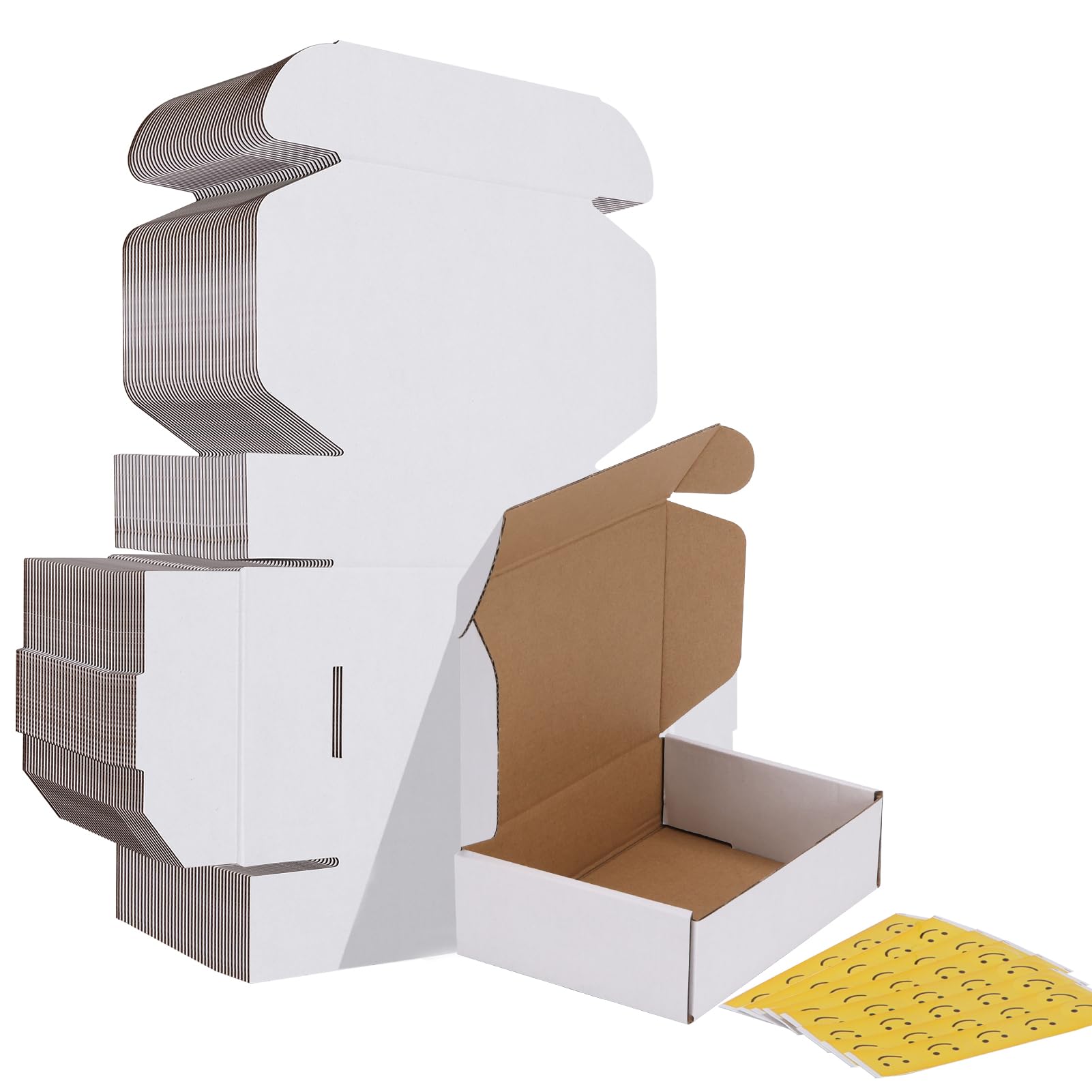 HORLIMER 40 Pack 7x5x2 Shipping Boxes, White Corrugated Cardboard Box for Mailing, Packaging, Small Business