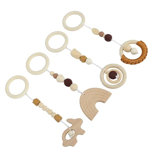 Miniatura 8 de 4 juguetes colgantes para cochecito, juguetes colgantes de madera de haya, para bebés, para niños pequeños, fitness, desarrolla habilidades motoras