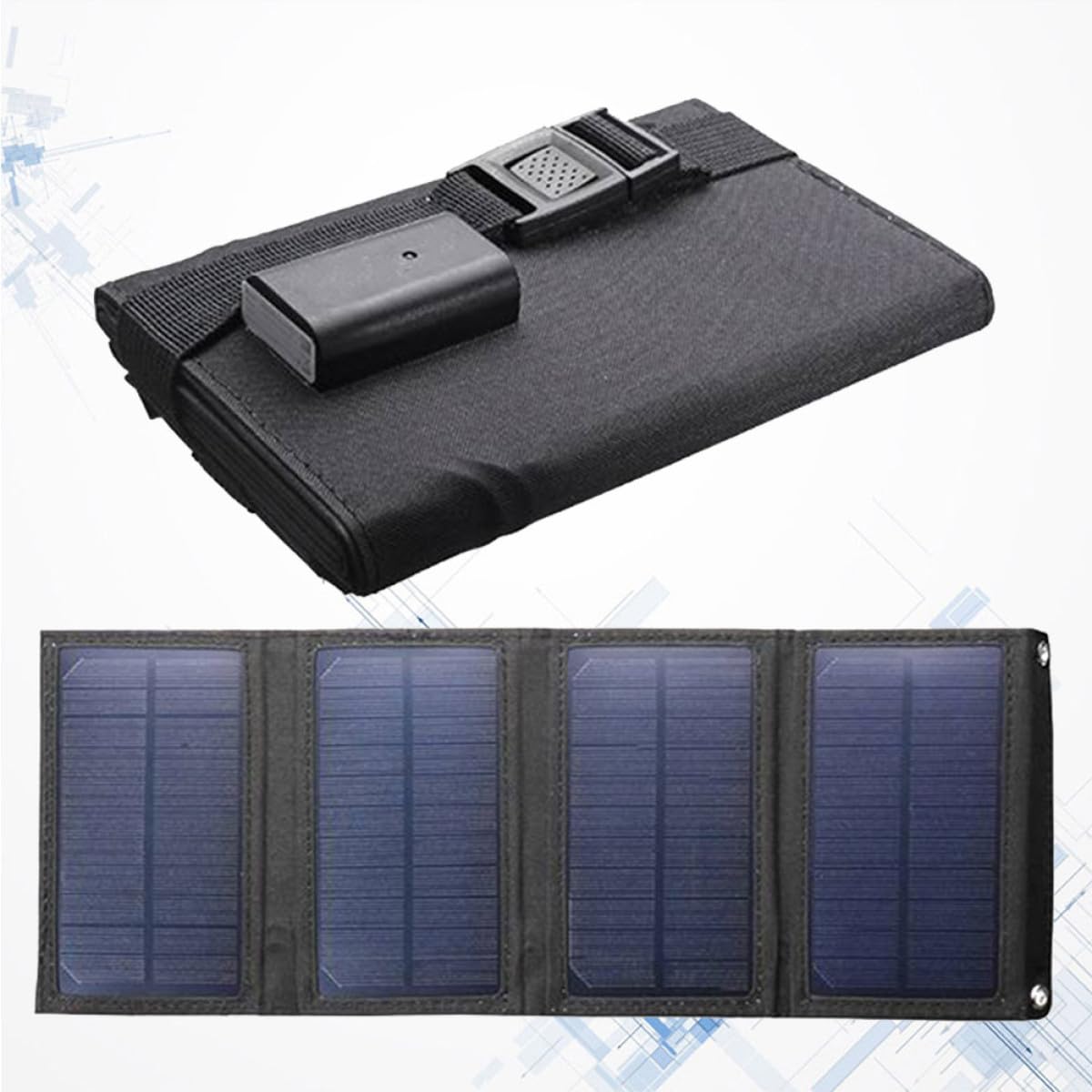 Cargador Solar Plegable 10w USB para Móvil, Panel Negro