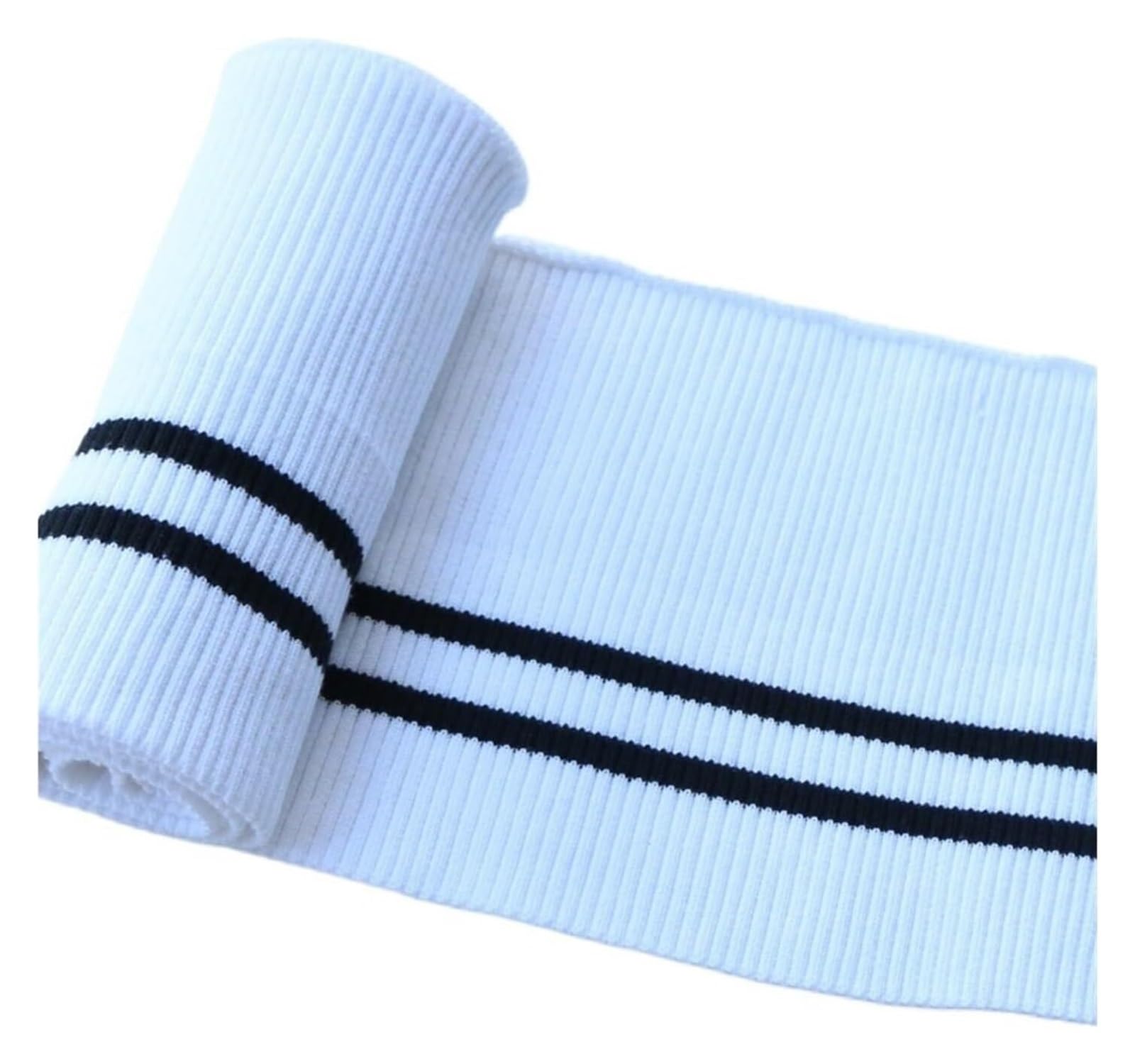 Rib Knit Cuff, Elastic Ribbed Cuffs Multicolor 80cm x 15cm(White)