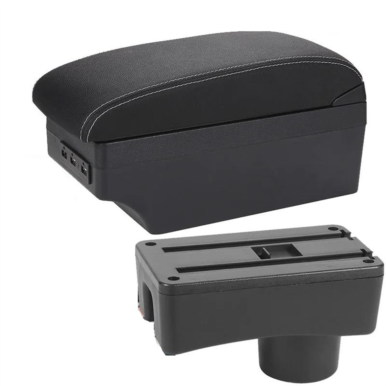 NOHEEU Armrest Box With Multifunctional Support PU Upholstered Car Interior Modification Accessories For Accent For Tagaz(A3 Black white 7USB)